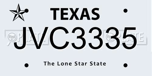JVC3335 Texas License Plate