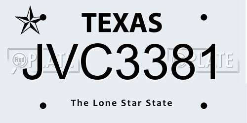 JVC3381 Texas License Plate