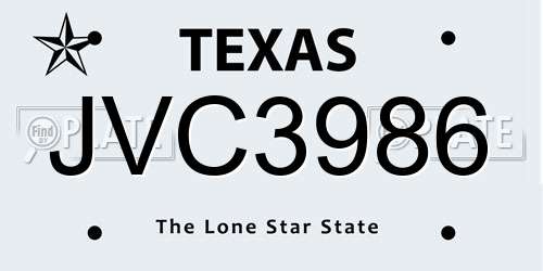 JVC3986 Texas License Plate