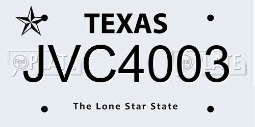 JVC4003 Texas License Plate