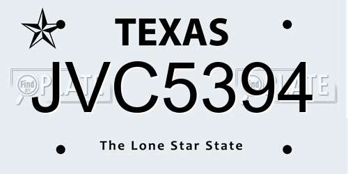 JVC5394 Texas License Plate