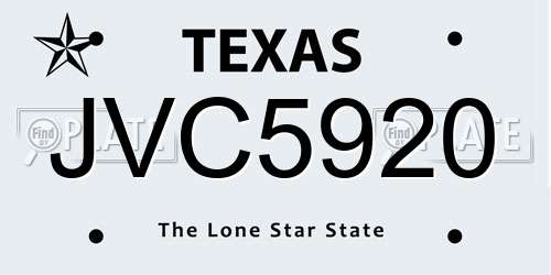 JVC5920 Texas License Plate
