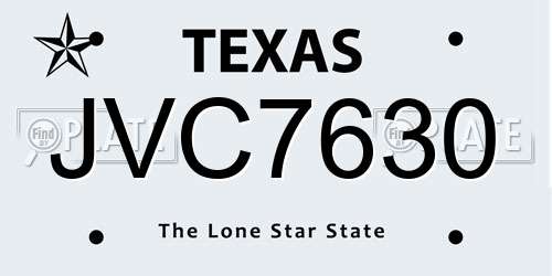 JVC7630 Texas License Plate