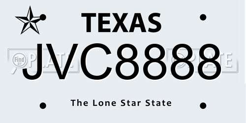 JVC8888 Texas License Plate