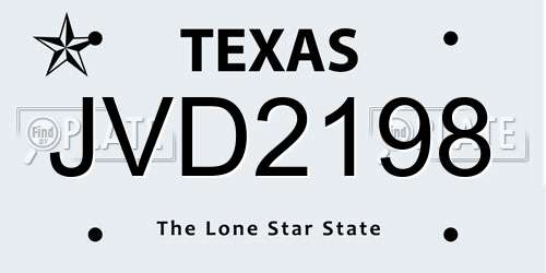 JVD2198 Texas License Plate