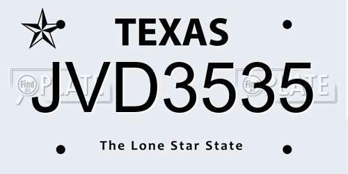 JVD3535 Texas License Plate