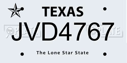 JVD4767 Texas License Plate