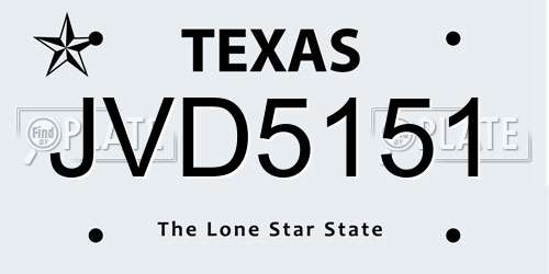 JVD5151 Texas License Plate