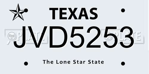 JVD5253 Texas License Plate