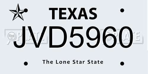JVD5960 Texas License Plate