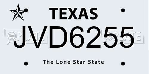 JVD6255 Texas License Plate