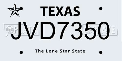 JVD7350 Texas License Plate