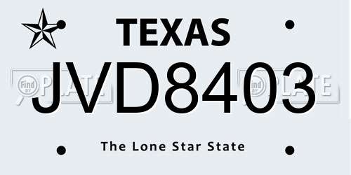 JVD8403 Texas License Plate