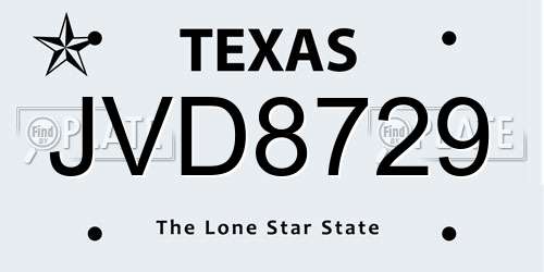 JVD8729 Texas License Plate