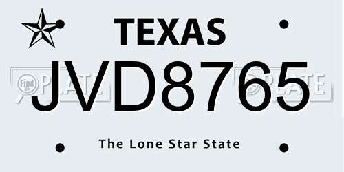 JVD8765 Texas License Plate