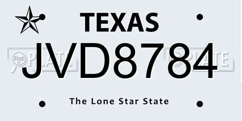 JVD8784 Texas License Plate