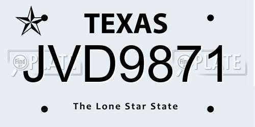 JVD9871 Texas License Plate