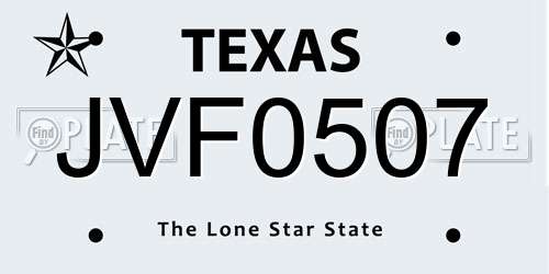 JVF0507 Texas License Plate