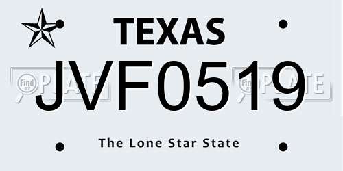 JVF0519 Texas License Plate