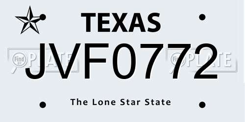 JVF0772 Texas License Plate