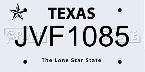 JVF1085 Texas License Plate