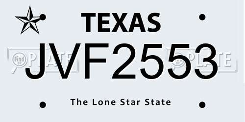 JVF2553 Texas License Plate