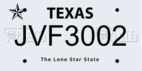 JVF3002 Texas License Plate