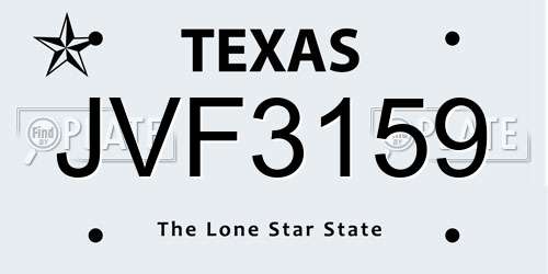 JVF3159 Texas License Plate