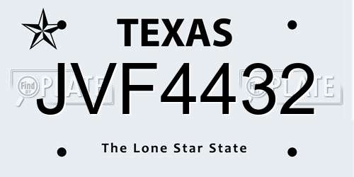 JVF4432 Texas License Plate