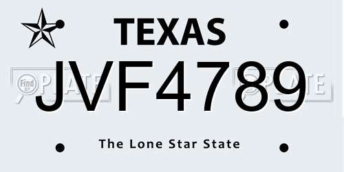 JVF4789 Texas License Plate