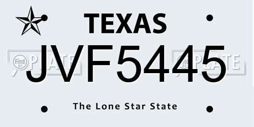 JVF5445 Texas License Plate