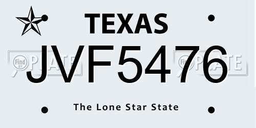 JVF5476 Texas License Plate