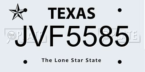 JVF5585 Texas License Plate