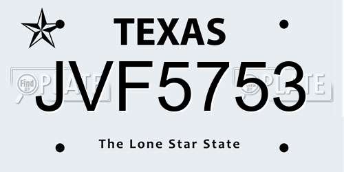 JVF5753 Texas License Plate