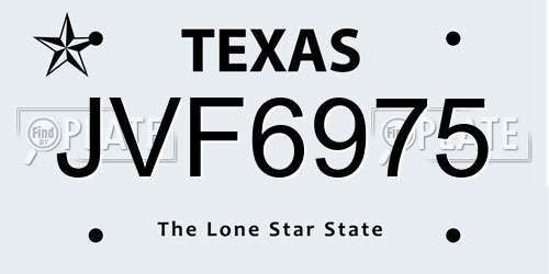 JVF6975 Texas License Plate