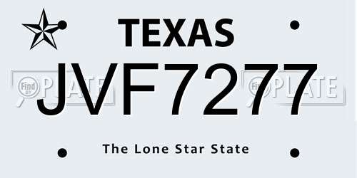JVF7277 Texas License Plate