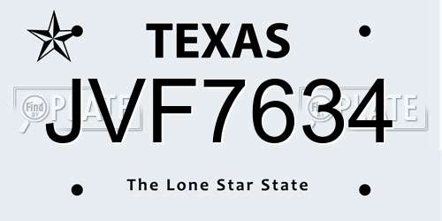 JVF7634 Texas License Plate