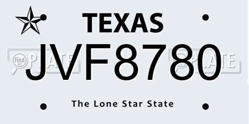 JVF8780 Texas License Plate