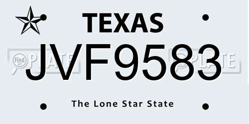 JVF9583 Texas License Plate