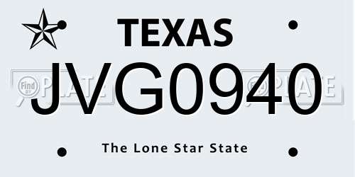 JVG0940 Texas License Plate