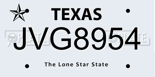 JVG8954 Texas License Plate