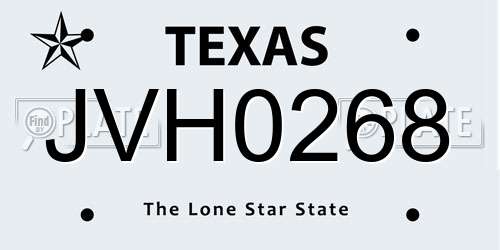 JVH0268 Texas License Plate
