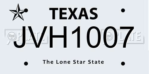 JVH1007 Texas License Plate