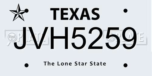 JVH5259 Texas License Plate