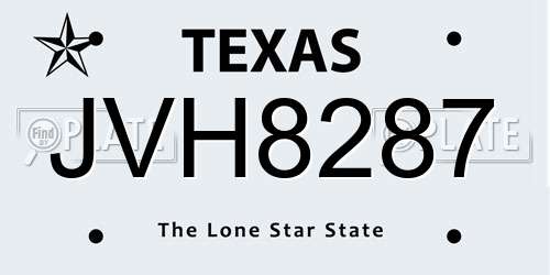 JVH8287 Texas License Plate