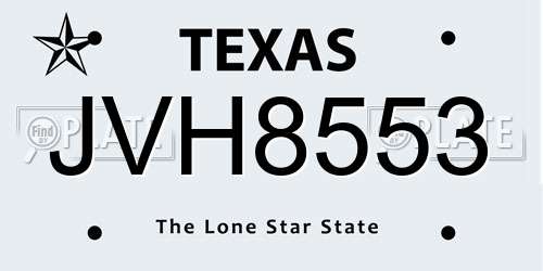 JVH8553 Texas License Plate