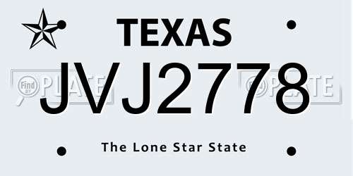 JVJ2778 Texas License Plate