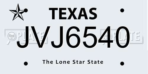 JVJ6540 Texas License Plate