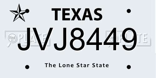 JVJ8449 Texas License Plate