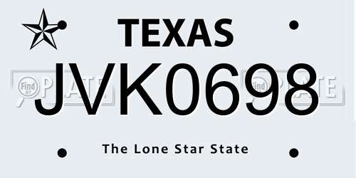 JVK0698 Texas License Plate